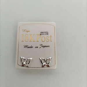 新品未使用　18K POST 蝶々　ピアス　シルバーカラー