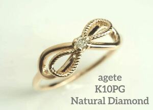 agete* Agete K10PG симпатичный лента натуральный бриллиант булавка кольцо для ключей 5 номер 