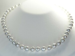 フォロー割り引き適用済み！●195 天然アコヤ本真珠超バロックネックレス　 パール8.0～8.5mm珠　45cm シルバー色　