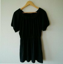 BANNER BARRETT S バナーバレット チュニック 半袖 ユニクロ Short Dress Long Shirt Tunic 黒 / ブラック / 10014785_画像1