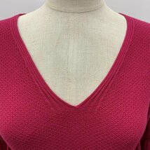 INDIVI 38 インディヴィ ニット、セーター 長袖 Vネック 無地 Knit Sweater マゼンタ / マゼンタ / 10022725_画像4