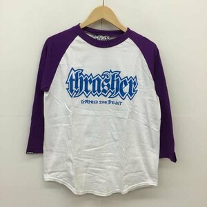 RUDIES S ルーディーズ Tシャツ 七分袖 ×THRASHER　ラグラン T Shirt 白 / ホワイト / X 紫 / パープル / 10054243