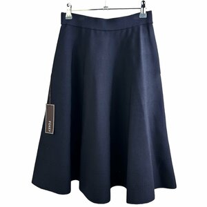 A821●新品タグ付き　●FOXEY　フォクシー●43576 SOMERSET SKIRT　Aライン　フレアスカート●38サイズ　ミッドナイトブルー　