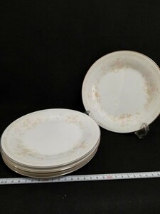 S10231. Noritake ノリタケ 中皿 お皿 ケーキ皿 プレート　5枚セット 花柄　17.5cm/60