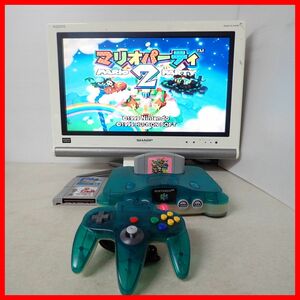 動作品 N64 ニンテンドウ64 本体 NUS-001 クリアブルー + マリオパーティ2 等 ソフト3本 まとめてセット【20