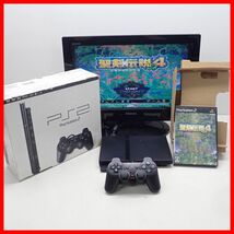 動作品 PS2 プレステ2 薄型 本体 SCPH-70000 チャコール・ブラック + 聖剣伝説4 まとめてセット PlayStation2 SONY ソニー 箱付【20_画像1