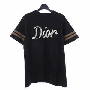 ディオール Dior 22SS コットン コンパクト ジャージー ロゴデザイン Tシャツ 半袖カットソー M 黒 ブラック 293J659A0554 国内正規 メンズ