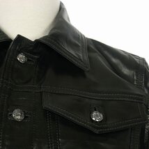 クロムハーツ CHROME HEARTS レザージャケット 革ジャン CHクロスパッチ コンチョ釦 S ブラック 黒 国内正規 レディース_画像5