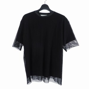 ジョンローレンスサリバン JOHN LAWRENCE SULLIVAN メッシュ レイヤード Tシャツ 半袖カットソー 黒 ブラック メンズ