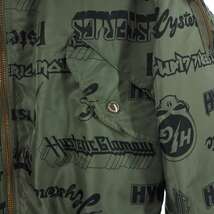 ヒステリックグラマー HYSTERIC GLAMOUR フライト ボンバージャケット プリマロフト MA-1 ロゴ 総柄 S オリーブ 02173AB04 メンズ_画像4