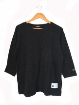 デンハム DENHAM 23SS フットボールパイルTシャツ 7分袖 カットソー ブラック M メンズ_画像1
