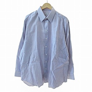 アルマーニ コレツィオーニ ARMANI COLLEZIONI シャツ 長袖 総柄 ビジネス 青系 44/17 1/2 国内正規品 1016■GY09 メンズ