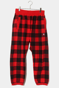 CHALLENGER チャレンジャー SIZE:L BUFFALO CHECK SWEAT PANTS バッファローチェック スウェットパンツ RED レッド CLG-PT 020-015 /● メ