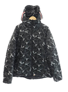 アベイシングエイプ A BATHING APE Shark Hoodie Jacket シャーク デジカモ フーディー 中綿 ジャケット ブルゾン 001HJG801007X M ブラッ