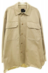 エイトン ATON 20SS WEST POINT OVERSIZED SHIRT オーバーサイズ シャツ ジャケット ベージュ 2【ブランド古着ベクトル】231012 メンズ