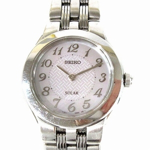 セイコー SEIKO 腕時計 ソーラー シェル文字盤 アナログ 2針 V110-0AH0 シルバーカラー ジャンク ■SM0 レディース