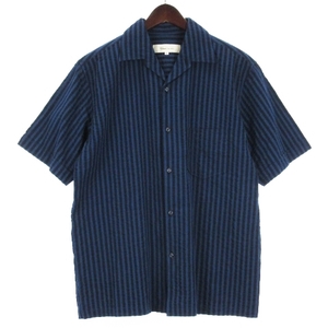 タイムイズオン Time is on ITALIAN COLLAR SEERSUCKER STRIPE SHIRT シアサッカー シャツ 半袖 ストライプ ネイビー 0 メンズ