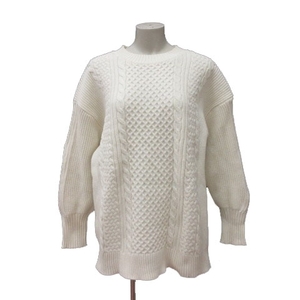 ショコラフィネローブ chocol raffine robe ニット セーター オーバーサイズ ケーブル 長袖 F 白 ホワイト /MS ■MO レディース