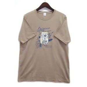 タケオキクチ TAKEO KIKUCHI コーヒーパッケージ アップリケ プリント Tシャツ 半袖 ベージュ 3 07022021 メンズ