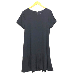  Gap GAP One-piece chiffon flair knees height plain short sleeves S navy blue navy lady's 