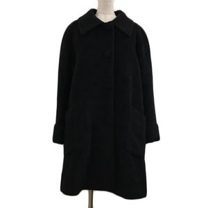  Rope ROPE coat single middle turn-down collar fake fur sleeve double plain wool long sleeve 9AT black black lady's 