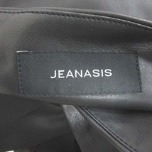 ジーナシス JEANASIS ノーカラージャケット Vネック フェイクレザー オーバーサイズ 総裏地 ベルト ウエストマーク F 黒 ■MO レディース_画像7