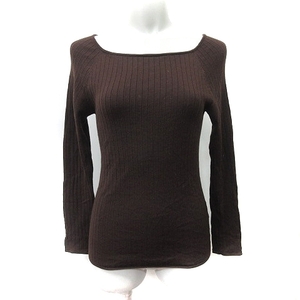  Natural Beauty Basic NATURAL BEAUTY BASIC cut and sewn square neck rib long sleeve wool M tea Brown /YI lady's 