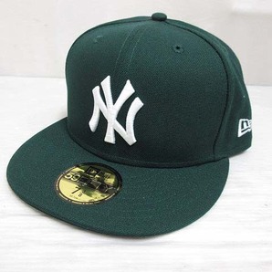 未使用品 ニューエラ NEW ERA 59FIFTY 5950 MLB ニューヨーク ヤンキース ベースボール キャップ 帽子 7 3/8 58.7cm 緑 グリーン 正規品の画像1