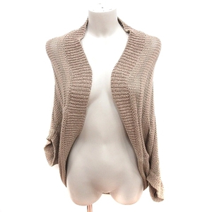  Natural Beauty Basic NATURAL BEAUTY BASIC cardigan knitted 7 minute sleeve border M tea Brown /RT lady's 