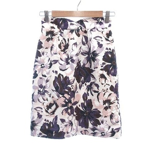  Proportion Body Dressing tight skirt knee height floral print Jaguar do tuck 1 white white purple purple lady's 