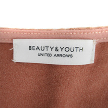 B&Y ユナイテッドアローズ BEAUTY&YOUTH ビューティー&ユース カットソー 五分袖 Vネック スエード調 ピンクベージュ /SM29 レディース_画像4