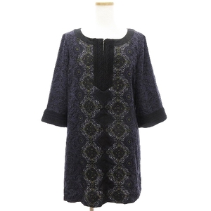 ke- tea ki width ta spool K.T KIYOKO TAKASE pull over blouse 7 minute sleeve peiz Lee black purple black purple ru series 13T lady's 