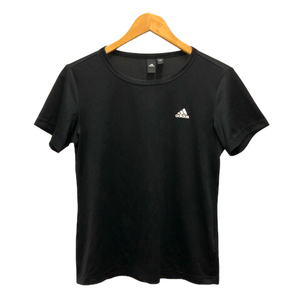 アディダス adidas カットソー Tシャツ スポーツウェア クルーネック ワンポイントロゴ 半袖 M 黒 ブラック レディース