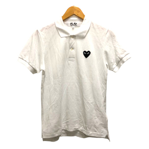 コムデギャルソン COMME des GARCONS ポロシャツ カットソー コットン ワンポイント ロゴ 半袖 L 白 ホワイト メンズ
