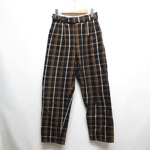 a-ruene-enRNA-N heavy cotton check tapered pants M black × tea R3784 back rubber zipper fly the smallest nappy lady's 