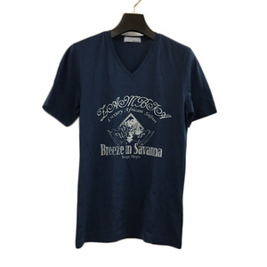  Boycott BOYCOTT T-shirt cut and sewn pull over V neck print Logo short sleeves 2 navy blue blue navy b lumen z