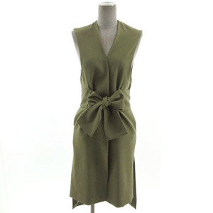 m Roo aMURUA gilet the best ribbon slit tail cut green group khaki F lady's 