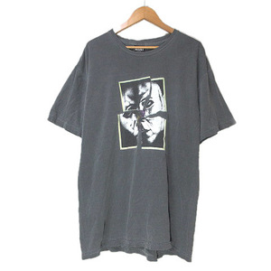 HOCKEY eyes without a face Tシャツ 半袖 カットソー USED加工 プリント クルーネック 丸胴 L グレー ■U90 X メンズ
