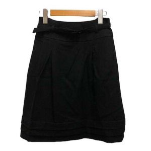  Natural Beauty NATURAL BEAUTY skirt flair A line tuck belt lining plain knees height 36 black black *MZ lady's 