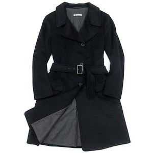 ジルサンダー JIL SANDER ウール アンゴラ ベルテッド チェスターコート ブラック 黒 38 レディース