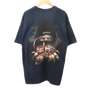 未使用品 シュプリーム SUPREME 23FW Fighter Tee Tシャツ カットソー 半袖 トップス プリント USA製 Lサイズ ネイビー メンズ