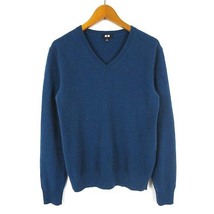ユニクロ UNIQLO ニット セーター カシミヤ 100% Vネック 長袖 XS ダークブルー 青 小さいサイズ メンズ_画像1