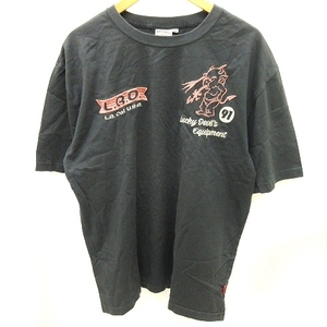 TED COMPANY Tシャツ カットソー 刺繍 コットン グレー 46 XL位 ■GY01 メンズ