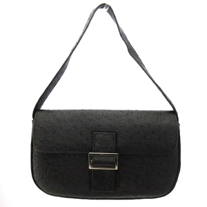  Ostrich second bag leather black black bag bag #GY01 lady's 