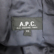 アーペーセー A.P.C. ワンピース ひざ丈 ノースリーブ ラウンドネック リボン ウール XS ネイビー 紺 /YM22 レディース_画像4