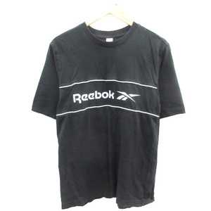 リーボック Reebok Tシャツ カットソー 半袖 クルーネック ロゴプリント M ブラック 黒 /YM37 メンズ