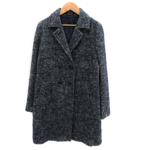  Comme Ca Du Mode Chesterfield coat long height double button wool alpaca .moheya. navy blue navy eggshell white /YK3 lady's 