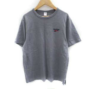 リーボック Reebok Tシャツ カットソー 半袖 ラウンドネック ロゴ刺繍 M ブルーグレー /SM42 メンズ
