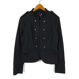 エイチ&エム H&M ジャケット ナポレオンジャケット コットン ストレッチ 長袖 M 黒 ブラック レディース