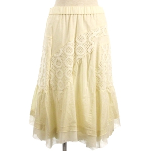 エイココンドウ EIKO KONDO スカート チュール フリル 刺繍 ホワイト F レディース